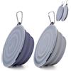 SLSON 2 ciotole da viaggio pieghevoli, con coperchio e gancio, in silicone, per gatti, cani, viaggi, escursioni e campeggio (grigio freddo e viola, grande)