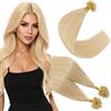 Elailite Extension Capelli Veri Cheratina 100 Ciocche Qualità Top Capelli Biondi Indiani 50g 40cm 100% Remy Human Hair Extensions #24 Biondo Chiaro