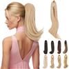 Elailite Extension Coda Capelli Lisci Coda Finta di Cavallo con Pinza Biondo Sabbia/Biondo Chiaro Quick-clip Ponytail Punte Ondulate 40cm 100g