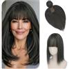 Sofeiyan Haar Toppers per le donne, 30 cm clip-on capelli con frangia, 62 g Toppers capelli sintetici Adatto per le persone calve,Grigio Argento e Bianco