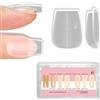 NOVO OVO Coffin Nail Tips Press on, Extra Spessa copertura completa unghie finte, Naturale (Not Sculpted), No C Curve Soft Gel, Chiaro Extension per Salon fai da te, 15 misure, 240 pezzi