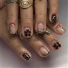 Nymora Set da 24 Unghie Press On Nere Bordate d'Oro, in Soft Gel Fatte a Mano, con Design: Fiore, Leopardo, Ghepardo