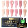 INPING Smalto Semipermante Unghie HEMA-FREE TPO-FREE, 6 Colori Trasparente Jelly Nude Rosa Marrone Smalti Semipermanenti per Unghie Soak-Off UV per Nail Salon Studio, 8 ML
