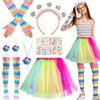 Jokureao Lollipop Costume da donna, set da 16 pezzi, con cerchietto per capelli, tatuaggi e calze, costume da caramella, costume da donna, accessori per Carnevale, Halloween