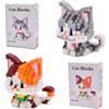 WFKKMEQ Gatto Blocchi di Costruzione, 2PCS Gatto Mattoncini da Costruzione Mini Building Blocks Set 3D Puzzle Cartoni Mini Blocchi Giocattoli Animali Giocattolo da Costruire per Regalo di Compleanno