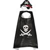 Teogneot Costume da pirata per bambini, mantello con teschio e cappello da pirata con maschera, nero