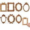 Heclia Accessori per casa delle bambole in miniatura, 7 pezzi, vintage, in resina dorata, mini cornici per case delle bambole, set di cornici per foto in scala 1/12, display per casa delle bambole per