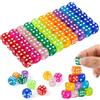 Frypay Set di dadi da gioco trasparenti, 100 pezzi, 14 mm, 10 colori con scatola portaoggetti, angoli rotondi per giochi da tavolo