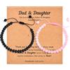 CERSLIMO Set di 2 braccialetti per padre e figlia, regalo per padre e figlia, braccialetto con perline naturali, gioielli per festa del papà, compleanno, Natale, quarzo rosa
