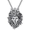 JFASHOP Collana con ciondolo a forma di re di leone in argento sterling 925 vintage con testa di animale per uomini donne madri ragazze