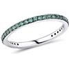 namana Anello in Argento 925 con Zirconi Verdi per Donna, Anelli Sottili, Pietre Verde, Misura 14