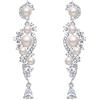 Clearine Orecchini donna Matrimonio nuziale Zircone Cristallo Perla simulata Grappolo Lampadario pendente Trasparente Argento-fondo