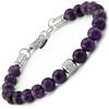 10:10 Bracciale Uomo Pietre Naturali Ametista 8 MM, Colore Viola - Regolabile, Resistente e Comodo - Made In Italy (Ametista)