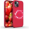 GLYXOR Custodia premium per iPhone 15 rosso opaco - compatibile con MagSafe - struttura a 4 strati - custodia magnetica sottile in silicone, resistente agli urti e ai graffi per Apple iPhone 15