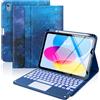 MoKo Custodia con Tastiera Multi-touch per iPad (A16) 11a Gen 11 Pollici 2025, Custodia per iPad 10a Gen 10,9 con Portapenne, Tastiera Bluetooth Staccabile Retroilluminata a 7 Colori,CieloStellatoBlu