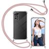 ISOI - Cover con Cordino compatibile con Xiaomi Redmi Note 11 Pro 5G, Regolabile Collana Tracolla Laccio Collo, Trasparente Custodia in Silicone TPU Morbido con Paraurti Airbag Antiurto - Rosa