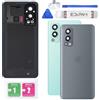 Eonpam Scocca Vetro Posteriore per OnePlus Nord 2 5G Coperchio Copribatteria Sostituzione con Vetro Fotocamera + Kit di Riparazione (Grigio)