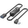 YINGAYOU Cavo USB 3.0 con Interruttore On/Off USB A 90 Gradi con Interruttore Supporta 5Gbps Trasmissione Dati e Funzione di Ricarica, Per PC Portatile, Ventilatore, Lampade (Sinistra, 15 cm)