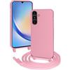 FERLAN Custodia per Samsung Galaxy A24 Cover con Cordino,Rosa Silicone Antiurto TPU Morbido Case Corda Collana Necklace Regolabile Stylish con Catena Ultra Sottile Cover per Galaxy A24 4G/A24 5G,Rosa