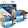 LCL LC-421XL LC421XL Alta capacità Cartuccia d'inchiostro Compatibile per Brother LC421XLC LC421XLM LC421XLY con DCP-J1050DW DCP-J1140DW MFC-J1010DW(2Ciano 2Magenta 2Giallo，6-Pack)
