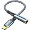 La Brodée Adattatore da USB C a jack da 3,5 mm, da mini tipo C a jack da 3,5 mm per cuffie Aux digitale, compatibile con Samsung Galaxy Pixel, iPhone, i Pad Pro, Huawei, Xiaomi e altri (1 confezione