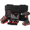Dnipro-M Trapano Avvitatore Batteria Brushless a Percussione CD-201HBC Compact Professionale, 45 Nm, 2x Batterie Ricaricabile 20V 2Ah Li-Ion, Caricatore Rapido Mandrino 13mm, Set 41 Punte e Valigetta