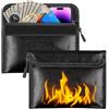 Occzin Borsa ignifuga, 2 pezzi, resistente al fuoco, isolamento termico, a 8 strati, con scomparto per carte di credito, per oggetti di valore, documenti di passaporto, denaro (20,3 x 12,7 cm, nero)