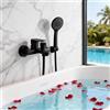 SH-RuiDu Rubinetto per vasca da bagno nero con doccetta a mano, rubinetti per vasca da bagno con doccia, 3 funzioni, tubo da 1,5 m, distanza foro regolabile 5 - 6,6 cm, ugello anti-appannamento, set di