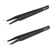 Aoje Link-Electric Aoje-Link ESD-17 - Pinzette professionali antistatico con tecnologia di precisione, punta fine non magnetica, con rivestimento in plastica in acciaio inox, lunghezza totale 125 mm, nero, 2 pezzi