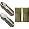 SUPRBIRD 7 in 1 Posate Pieghevoli Inox, 2 Pezzi Posate Campeggio Set, Posate da Campeggio, Posate Pieghevoli Campeggio, Posate Pieghevoli da Viaggio per Outdoor Campeggio, Escursioni, Viaggi, Picnic