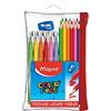 Maped - Astuccio imbottito trasparente Color'Peps - 12 matite colorate + 12 pennarelli lavabili e resistenti all'asciugatura + 1 matita - Astuccio riutilizzabile con cerniera