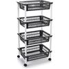 DRW Verdulero Carrello Cucina 4 cestini PVC Nero 40x30x85 cm