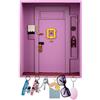 Les-Theresa Friends Key Holder, Porte Clé Mural Bois et Violet, Boite a Clef Decorative avec 6 Crochets, Friends Monica's Door, Boite a Clefs Murale Decorative, Armoire à Clés Murale en Bois(Viola)