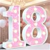 Ledido Numeri luminosi a LED rosa glitterati con numeri dell'alfabeto, alimentati a batteria, decorazione per casa, feste, bar, matrimoni, compleanni, Natale, lampada regalo per ragazze, numero 18
