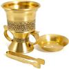 BEYLAB Bruciatore di incenso in resina franchincenso, bruciatore di incenso Bakhoor, carbone, con pinza per manico, per yoga, aromaterapia spa (Oro)