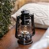 Lights4fun Lanterna da Campeggio in Metallo Nero a LED a Pile, Illuminazione per Interni ed Esterni 24,5 cm