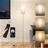 CRLL Lampada da Terra per Camera da Letto, Soggiorno Cilindro, Ufficio, Lampade da Terra Moderne con Telecomando e Controllo a Pedale, 2700k-6500k Lampada con Paralume in Lino, Lampada da Terra Salotto