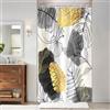 Uiiooazy Tenda Doccia Antimuffa, Tenda Doccia 120x200cm Nero Grigio Boho Chic Tropicale Astratta Foglie di Palma Giungla Tende da Bagno Tessuto Lavabile Impermeabile Tende Vasca da Bagno con 8 Anelli