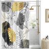 Uiiooazy Tenda Doccia Antimuffa, Uiiooazy Tenda Doccia 150x200cm Nero Grigio Boho Chic Tropicale Astratta Foglie di Palma Giungla Tende da Bagno Tessuto Lavabile Impermeabile Tende Vasca da Bagno con 10 Anelli