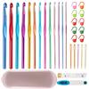 Newellsail Set di Uncinetti in Alluminio 13 Misure 2-9mm Kit di Uncinetto Colorati con Accessori per Uncinetto e Scatola in Ferro per Principianti all'Uncinetto 30 Pezzi