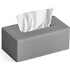 GOLRANLYE Copertura rettangolare per scatola di fazzoletti, 24,9 cm (lunghezza) x 13,5 cm (larghezza) x 10,9 cm (altezza), raffinata e moderna, in pelle PU, per comò, bagno, decorativo, (grigio lino)