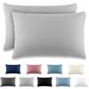 REDKEY Coppia di Federe 50 x 70 cm, Set di 2 Tessuti per Cuscino Letto, con Cerniera Nascosta, 100% Microfibra è morbida e traspirante， Grigio chiaro