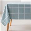 GAMUSI Tovaglia antimacchia tavolo rettangolare a quadri jacquard impermeabile, 140 x 100 cm, tessuto al tatto, colore acqua