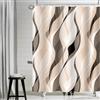 Uiiooazy Tenda Doccia Antimuffa, Tenda da Doccia 180x200cm Crema Righe Arancia Chiaro Marrone Banda Tende da Bagno Tessuto Lavabile Impermeabile Poliestere Tende per Vasca da Bagno con 12 Anelli