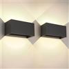 wisdom line Applique da esterno LED 25W per interni/esterni, 3000K, lampada da esterno per interni IP65 da parete UP Down con angolo di emissione regolabile, bianco caldo, nero, confezione da 2