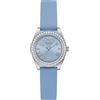 Guess Orologio da polso donna GW1000L1 Mini Luna, 30 mm, acciaio inox argento, quadrante blu, al quarzo, vetro minerale, zirconia, 3 ATM, cinturino in silicone bianco 14 mm