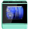 AIRMSEN Mini Lavastoviglie da Tavolo 5+1 Programmi, Serbatoio 5L, 2 Modi di Approvvigionamento Idrico, Touch Control e Display LED, Ideale per Cucine, Appartamenti e Dormitori, Verde