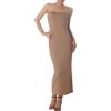 iB-iP Donna Tubino Lungo Aderente Sexy Senza Spalline Elastico Semi Trasparente Vestito, Taglia: 44, Sabbia