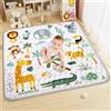 Aolso Tappeto da Gioco per Bambini, 127 x 127cm Tappeto Per Bambini e Neonati Reversibile,Tappeto Gioco Neonato Per la Camera del Bambino o Della Bambina-Animali