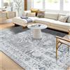 WONGS BEDDING Tappeto per soggiorno 140x200cm, Tappeto Boho a pelo corto grande per soggiorno, Tappeto lavabile antiscivolo in lana sintetica per soggiorno e camera da letto, Grigio